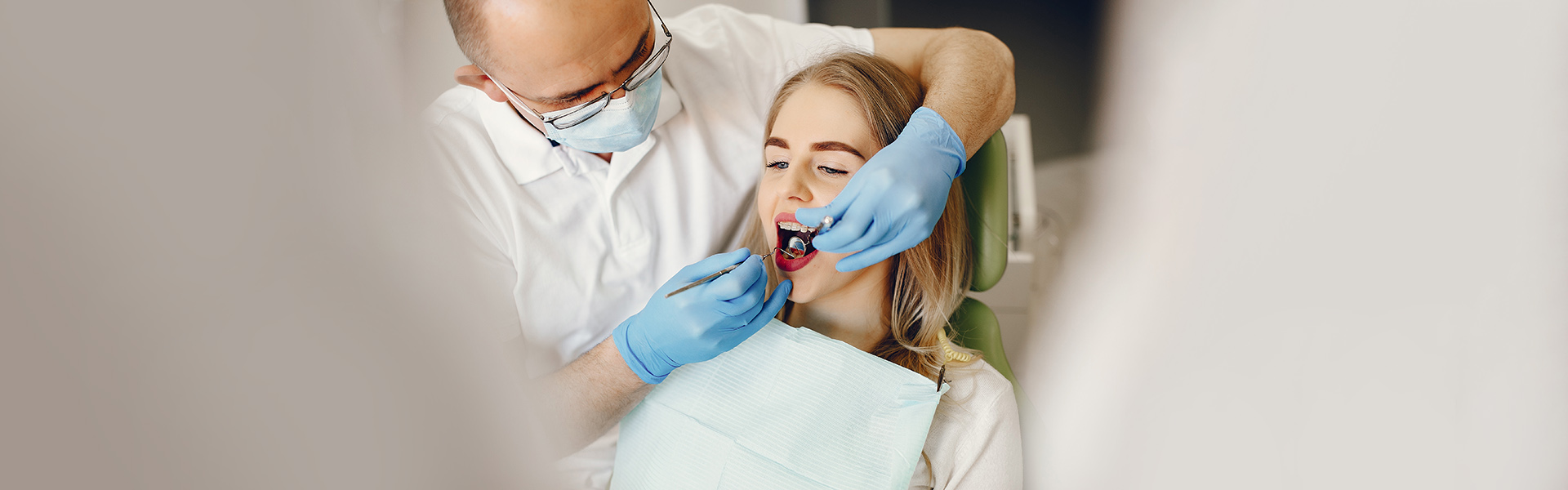 Woman during dental treatment with conscious sedation